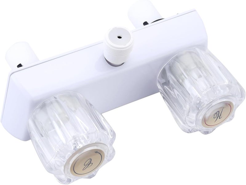 gcbcrit RV Shower Faucet, Dual-Handle Camper Shower Faucet with Acrylic Knobs, 4" RV Shower Valve Diverter, RV Outdoor Shower for RV, Camper Van, Outside and Inside Bathroom Shower (White) - Image 1